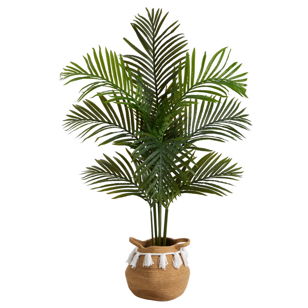 4ft. Artificial Paradise Palm Tree with Handmade Jute &amp; Cotton Basket with Tassels - Nearly Natural T3114