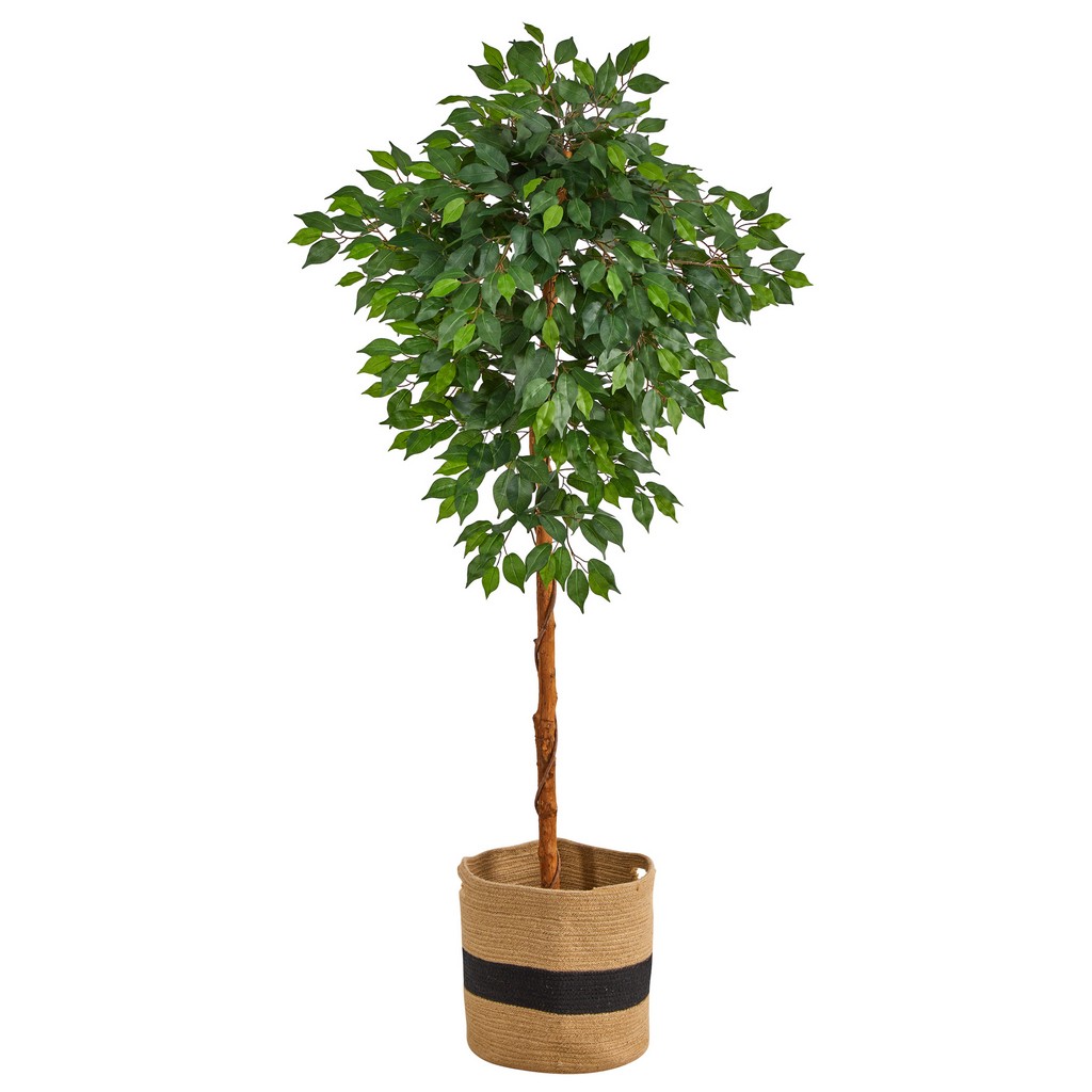 6ft. Artificial Ficus Tree with Handmade Jute &amp; Cotton Basket - Nearly Natural T3155
