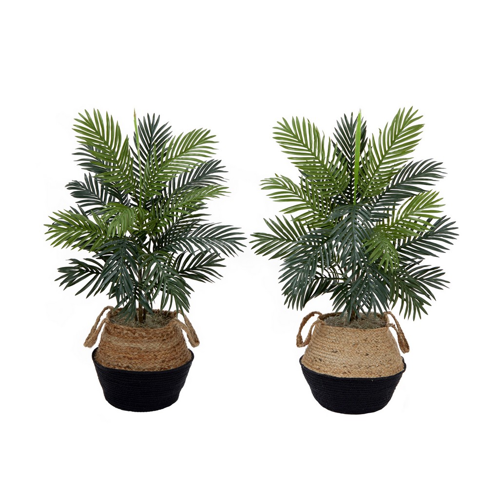 3ft. Artificial Areca Palm Tree with Handmade Jute &amp; Cotton Basket DIY KIT  (Set of 2) - Nearly Natural T4475-S2