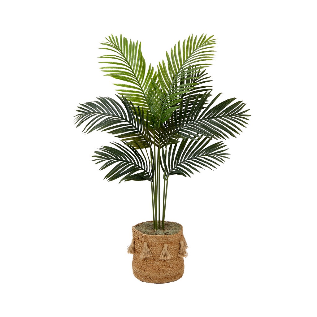 4ft. Artificial Paradise Palm Tree with Handmade Jute &amp; Cotton Basket with Tassels DIY KIT - Nearly Natural T4478