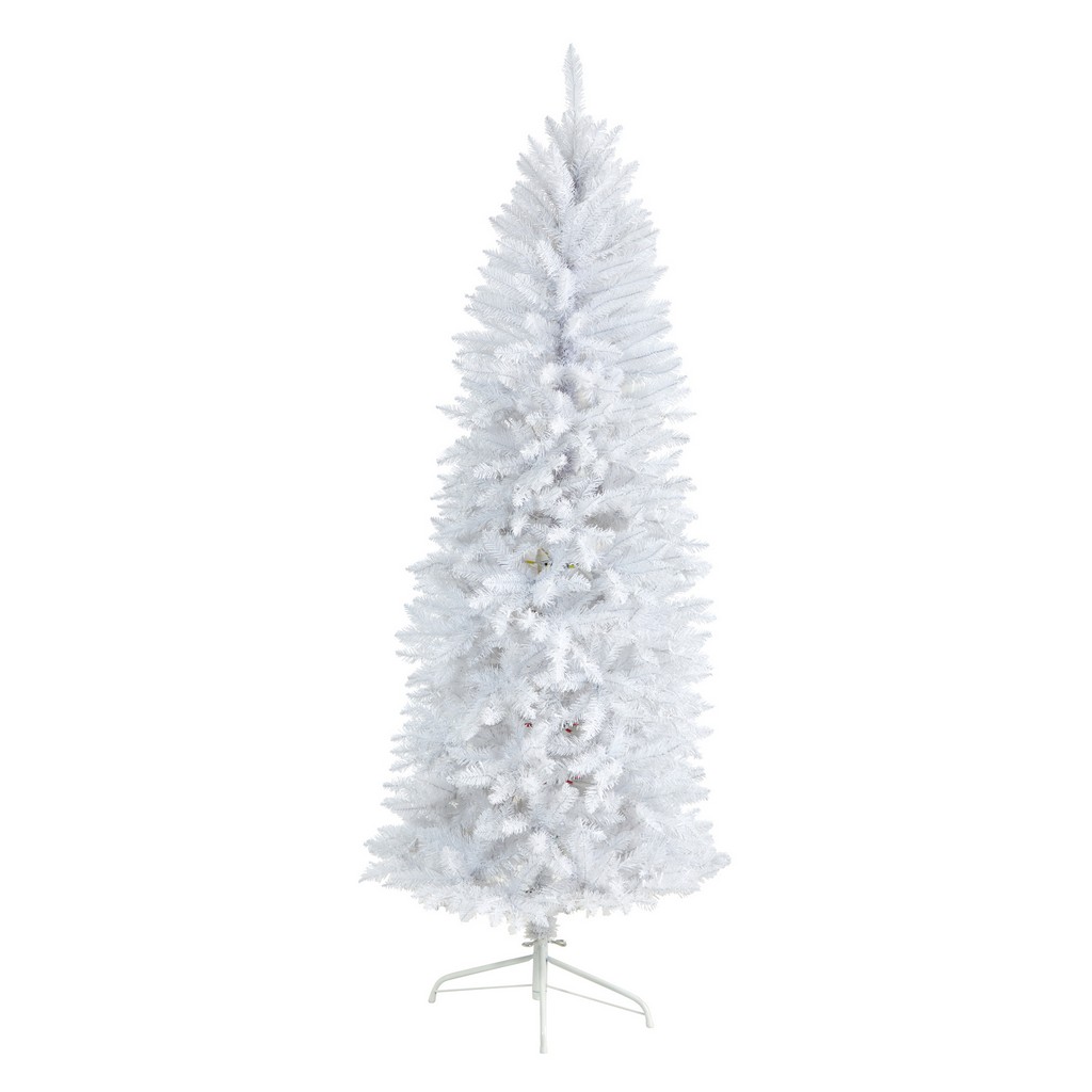 6ft. Slim White Artificial Christmas Tree with 743 Bendable Branches - Nearly Natural T4500