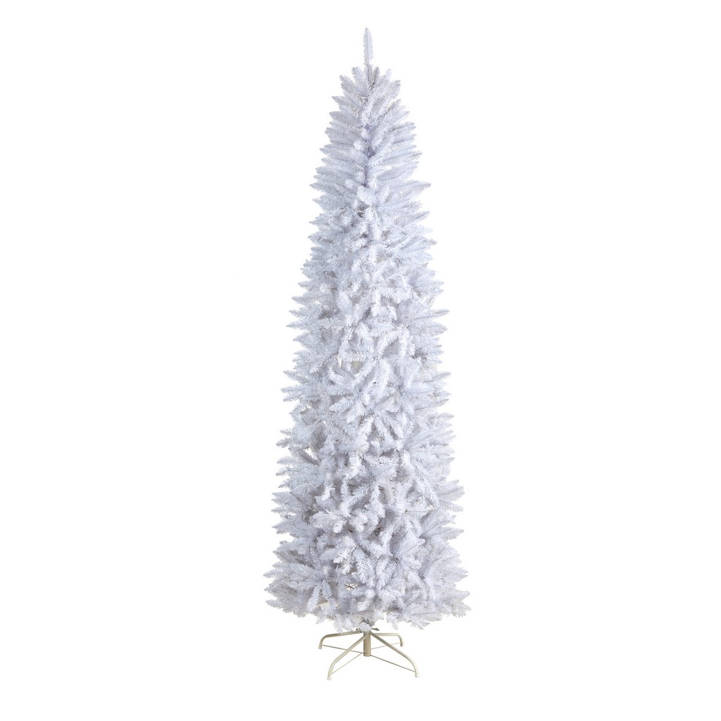 8ft. Slim White Artificial Christmas Tree with 1348 Bendable Branches - Nearly Natural T4502