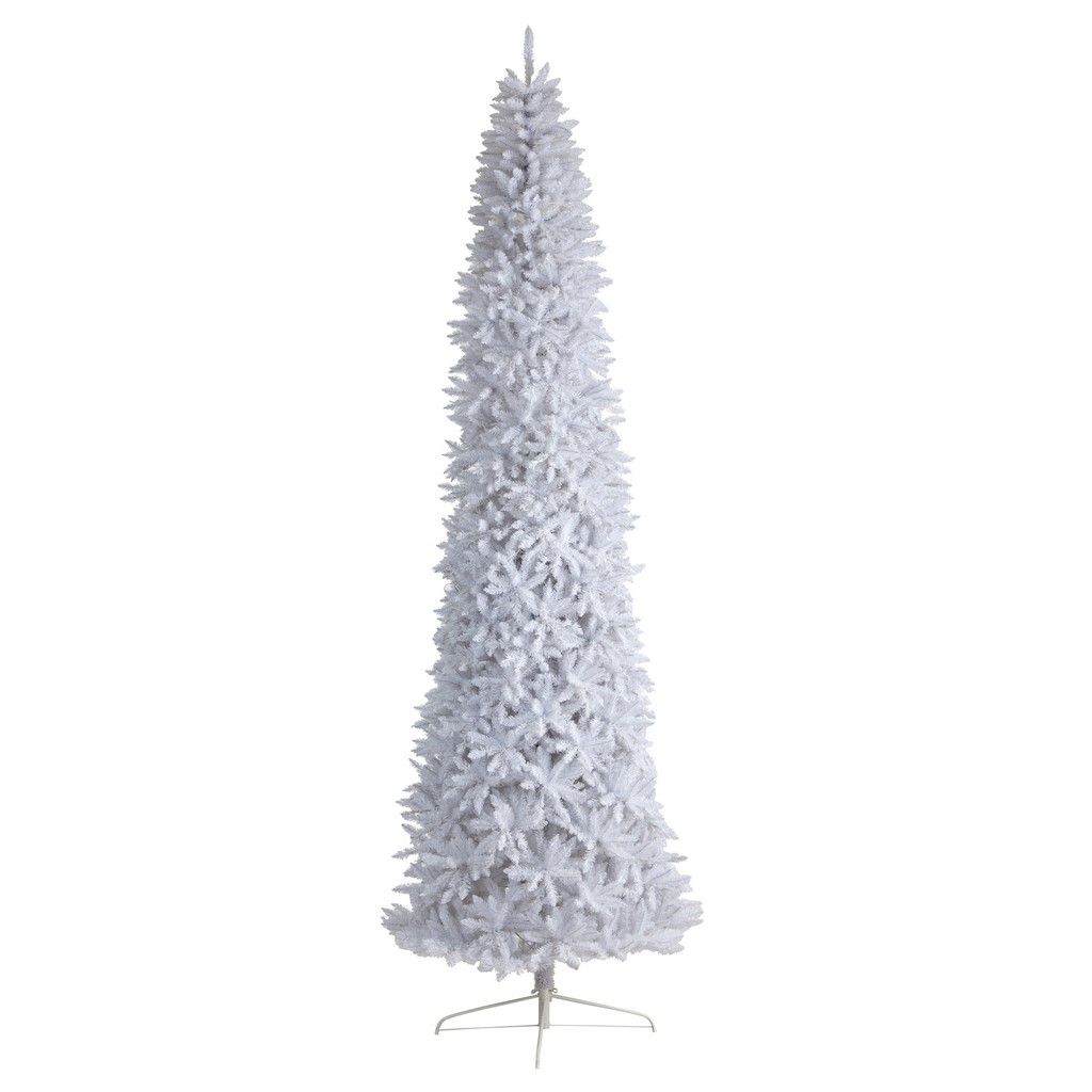 12ft. Slim White Artificial Christmas Tree with 3235 Bendable Branches - Nearly Natural T4503