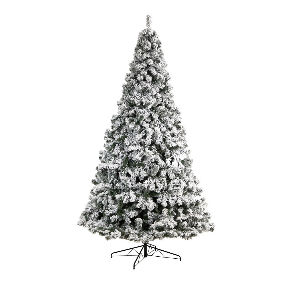 10ft. Flocked West Virginia Fir Artificial Christmas Tree with 1680 Bendable Branches - Nearly Natural T4517