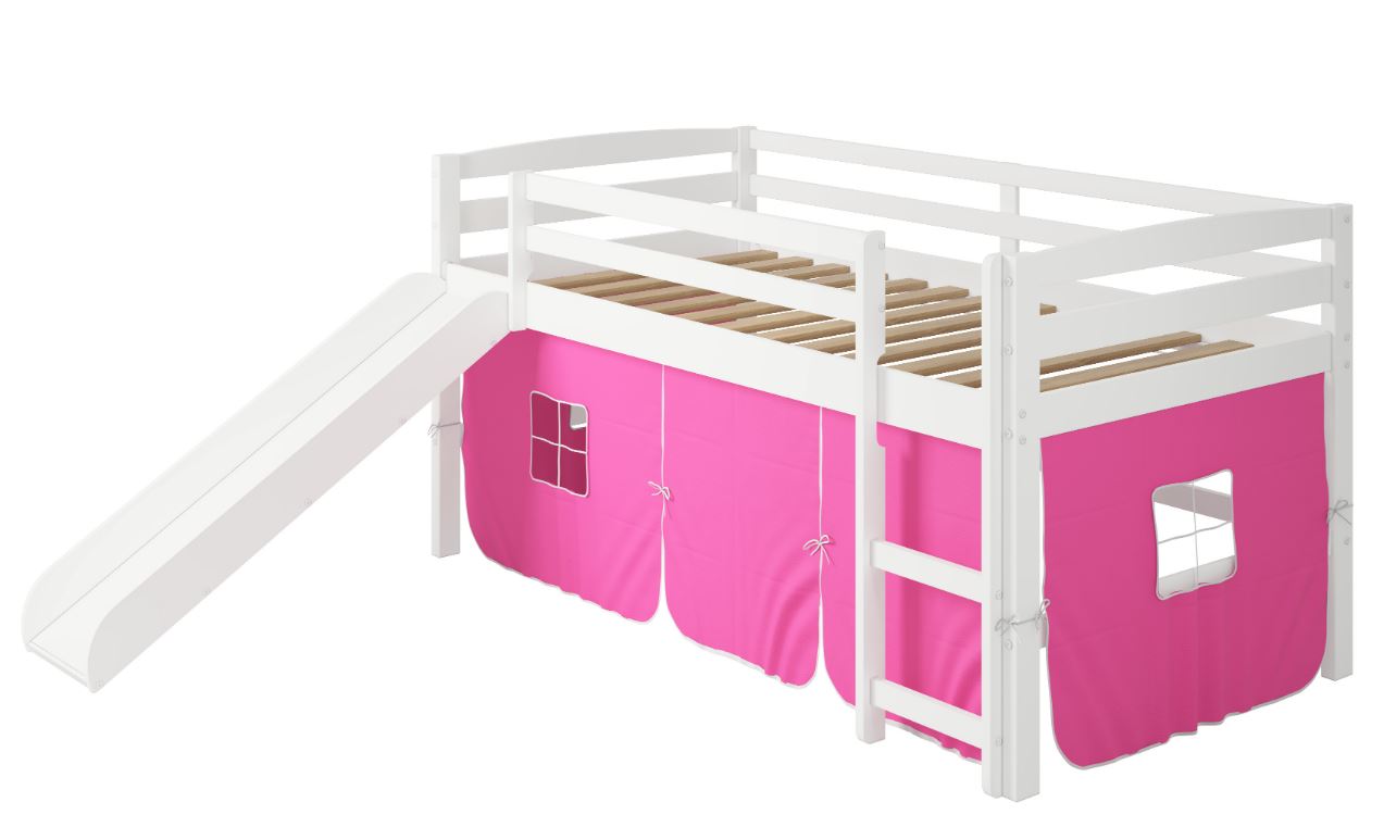 Danny Pink Tent Loft Bed W/ Slide & Ladder - Chelsea Home Furniture 36st-4700-wh-p
