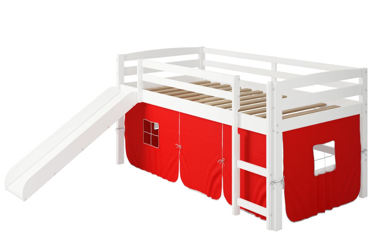 Danny Red Tent Loft Bed W/ Slide & Ladder - Chelsea Home Furniture 36st-4700-wh-r