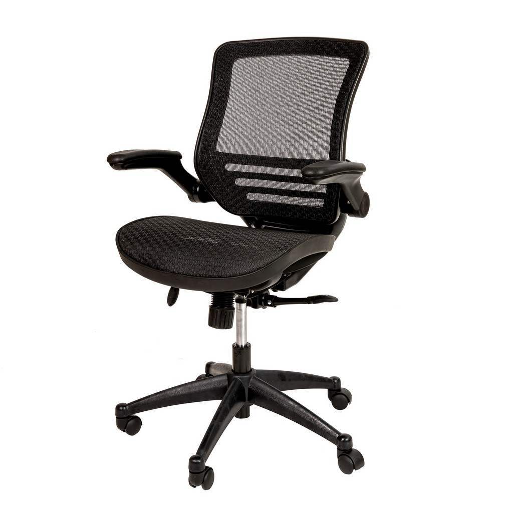 Mid-Back Transparent Black Mesh Executive Swivel Office Chair with Black Frame and Flip-Up Arms [BL-8801X-BK-GG] - Flash Furniture BL-8801X-BK-GG
