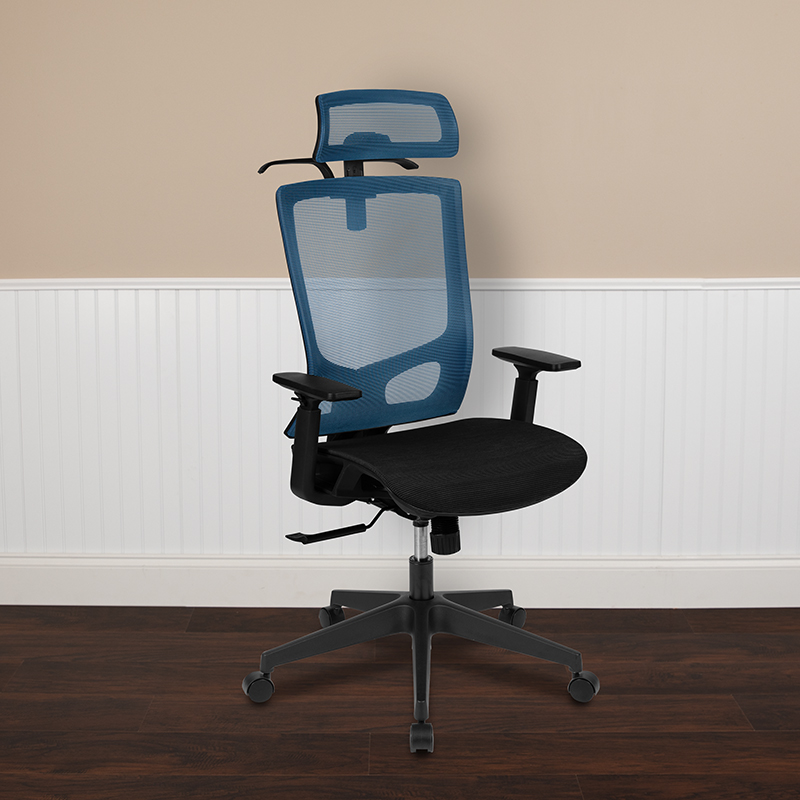 Blue/Black Mesh Office Chair - Flash Furniture H-2809-1KY-BL-GG