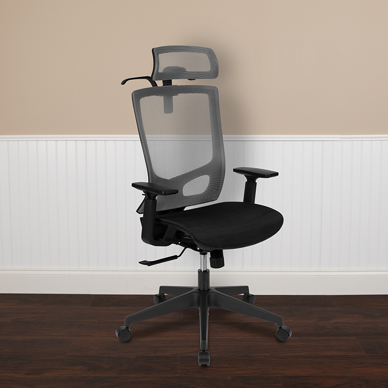 Gray/Black Mesh Office Chair - Flash Furniture H-2809-1KY-GY-GG