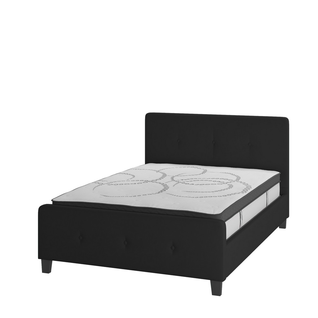 Tribeca Full Size Tufted Upholstered Platform Bed in Black Fabric with 10 Inch CertiPUR-US Certified Pocket Spring Mattress [HG-BM10-22-GG] - Flash Furniture HG-BM10-22-GG