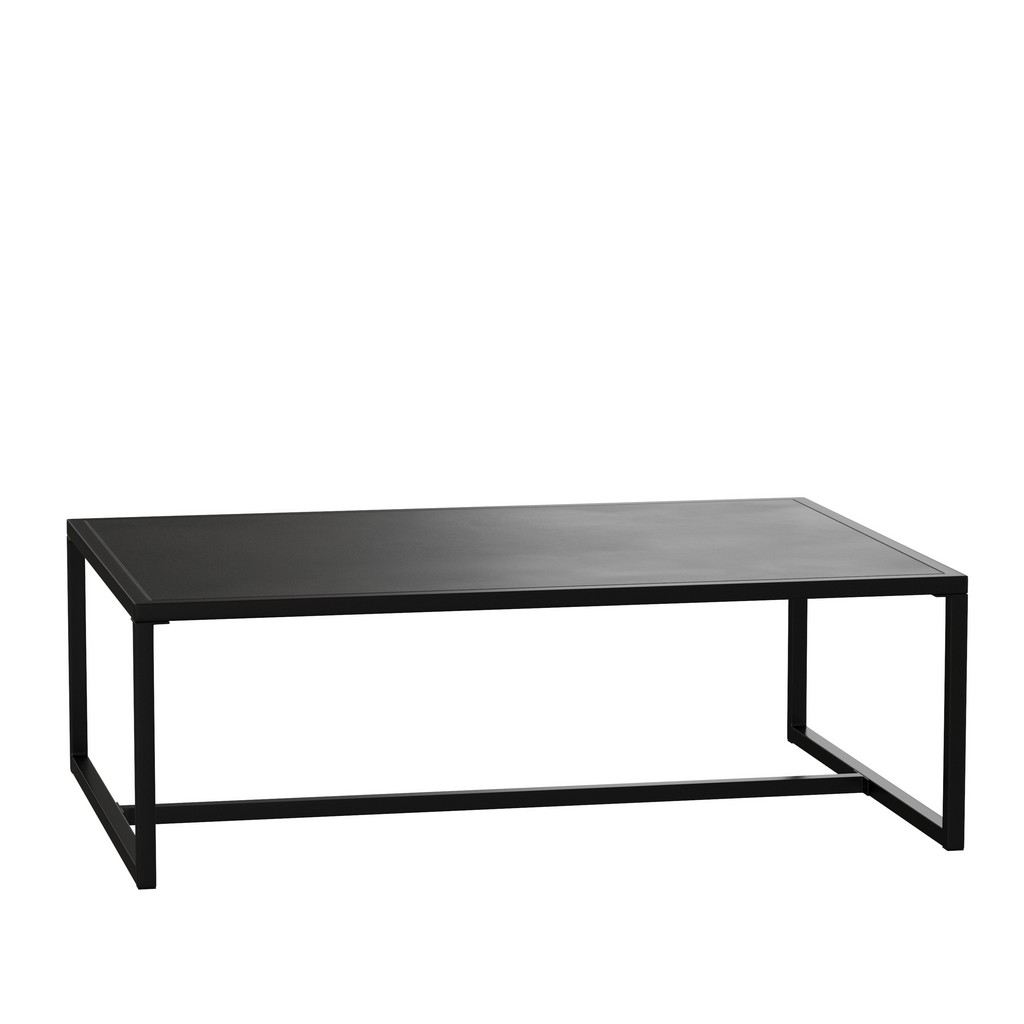Outdoor Patio Coffee Table Commercial Grade Black Coffee Table for Deck, Porch, or Poolside - Steel Square Leg Frame - Flash Furniture XU-T6R60USO-1T-BK-GG