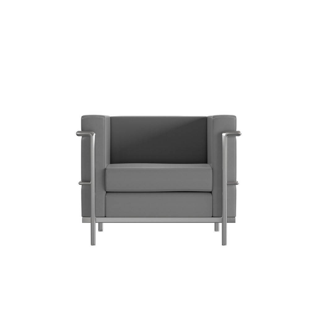 Hercules Regal Series Contemporary Gray LeatherSoft Chair with Encasing Frame [ZB-REGAL-810-1-CHAIR-GY-GG] - Flash Furniture ZB-REGAL-810-1-CHAIR-GY-GG