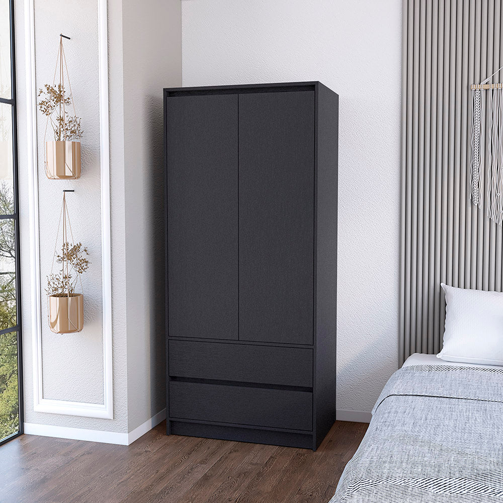 Armoire Closher, Two Drawres, Black Wengue Finish - We Have Furniture WHFP006