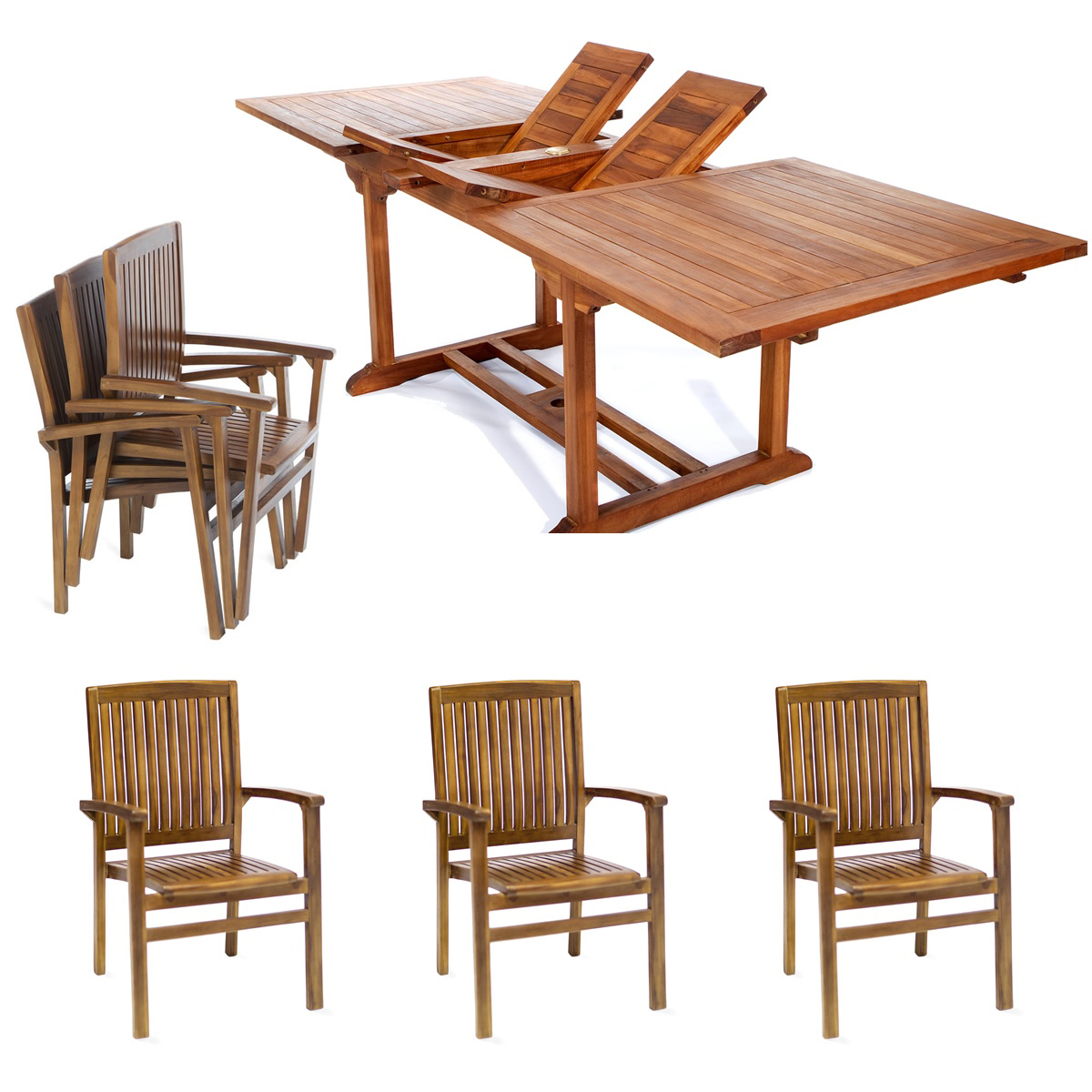 7-piece Rectangle Stacking Chair Set - All Things Cedar Te90-24