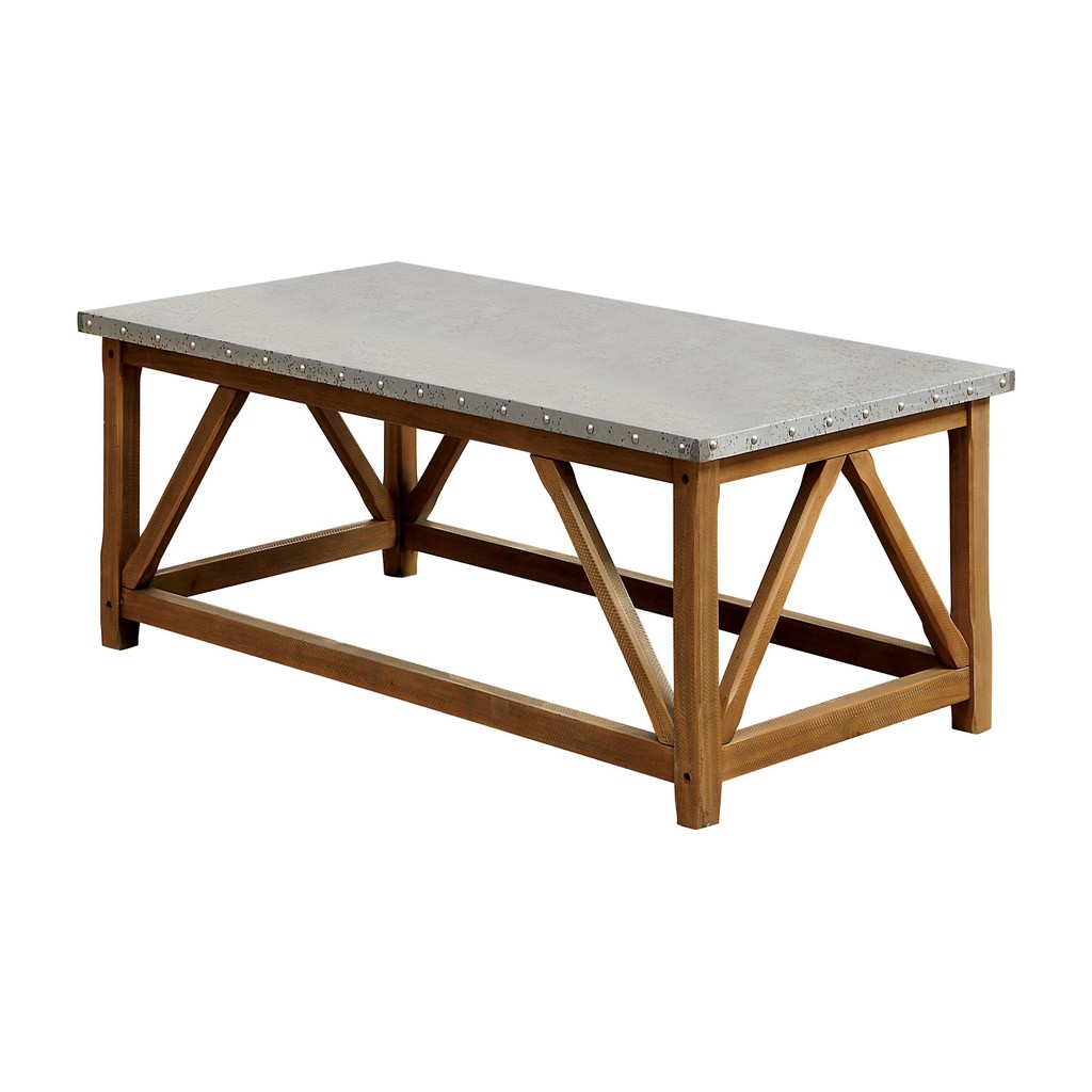 Wood Iron Coffee Table Furniture Of America