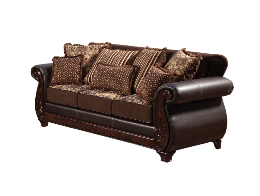 Leather Sofa Brown Furniture Of America