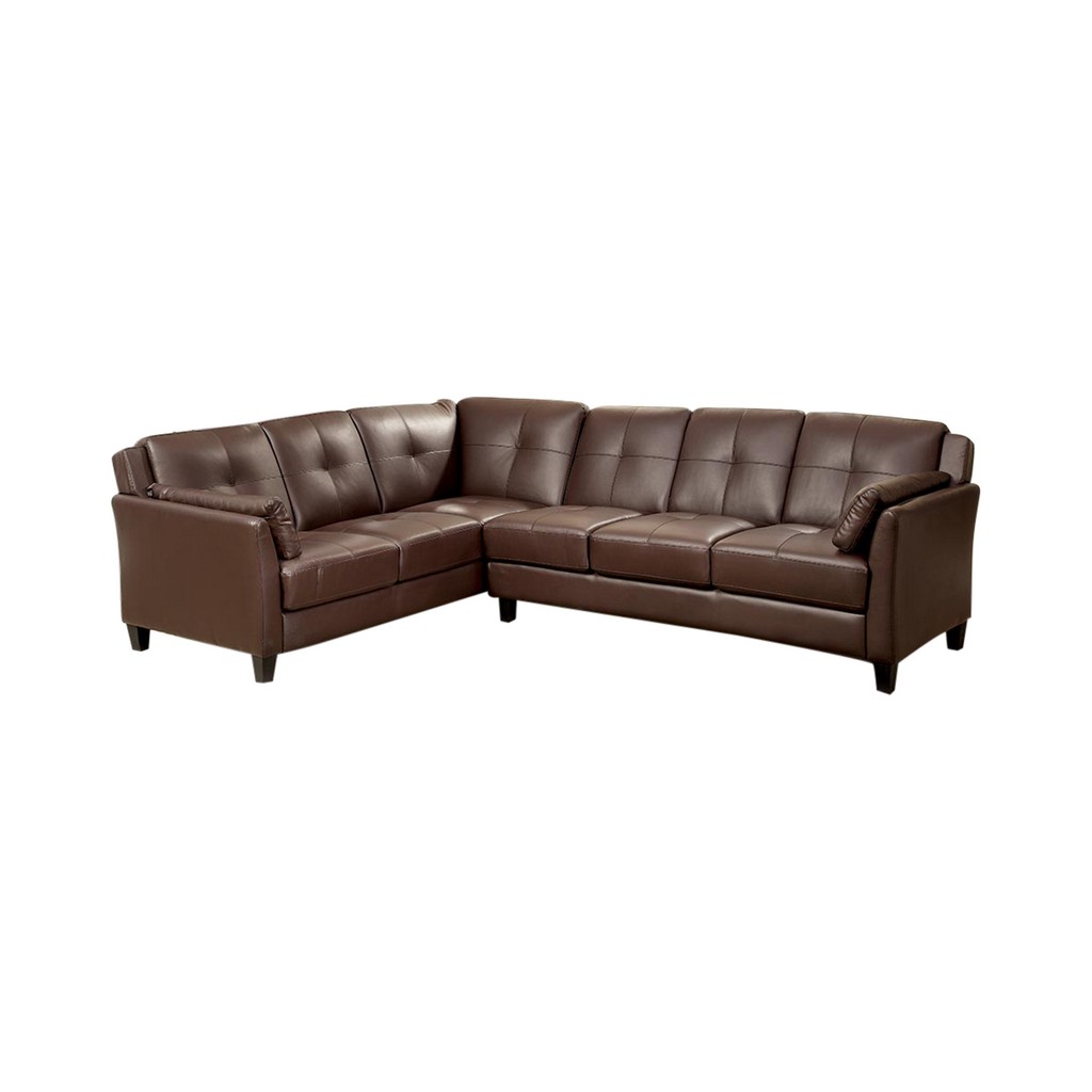 Leather Sectional Brown Furniture Of America