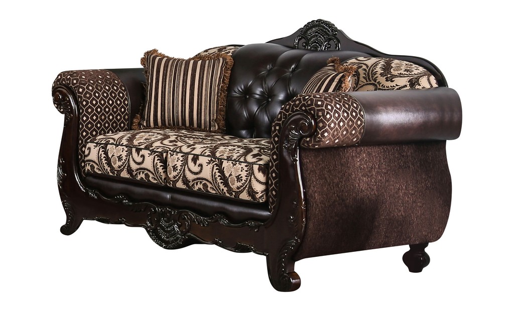 Furniture Of America Leather Loveseat Brown