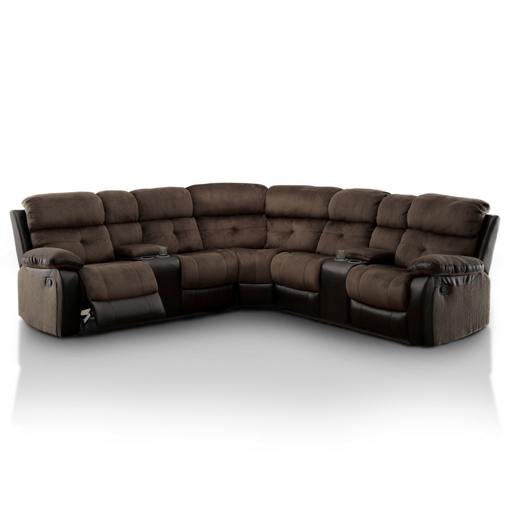 Leather Reclining Sectional Consoles Furniture Of America