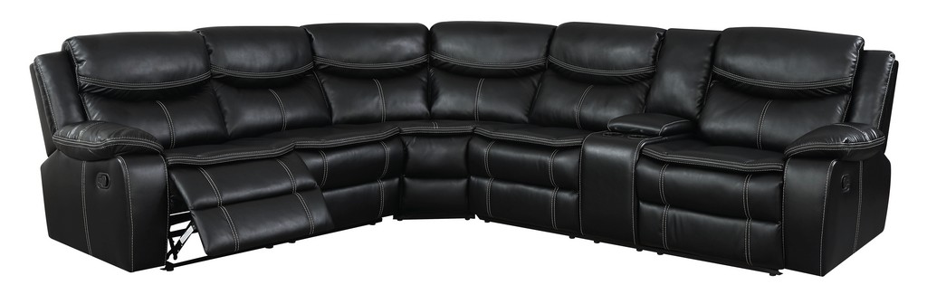 Leather Reclining Sectional Console Furniture Of America