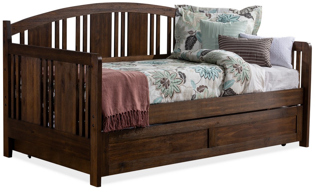 Wood Twin Daybed Trundle Acacia Hillsdale