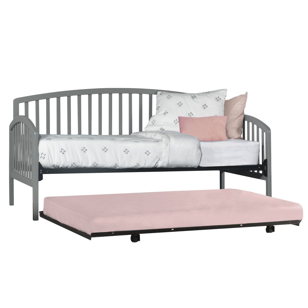 Wood Twin Daybed Trundle Gray Hillsdale
