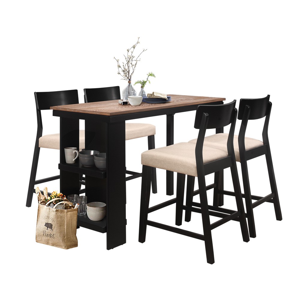 Counter Dining Set Wire Brush Oak Top Hillsdale