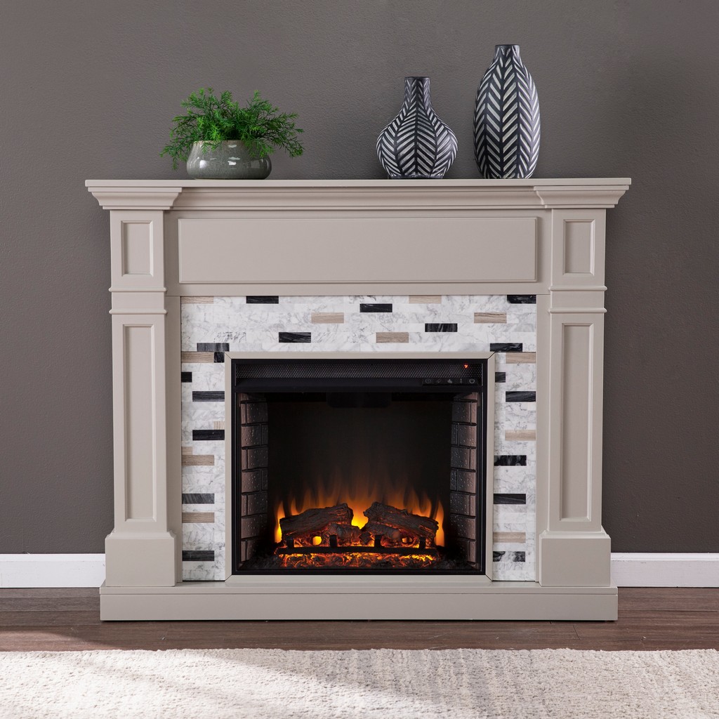 Birkover Electric Fireplace with Marble Surround - SEI Furniture FE1096059