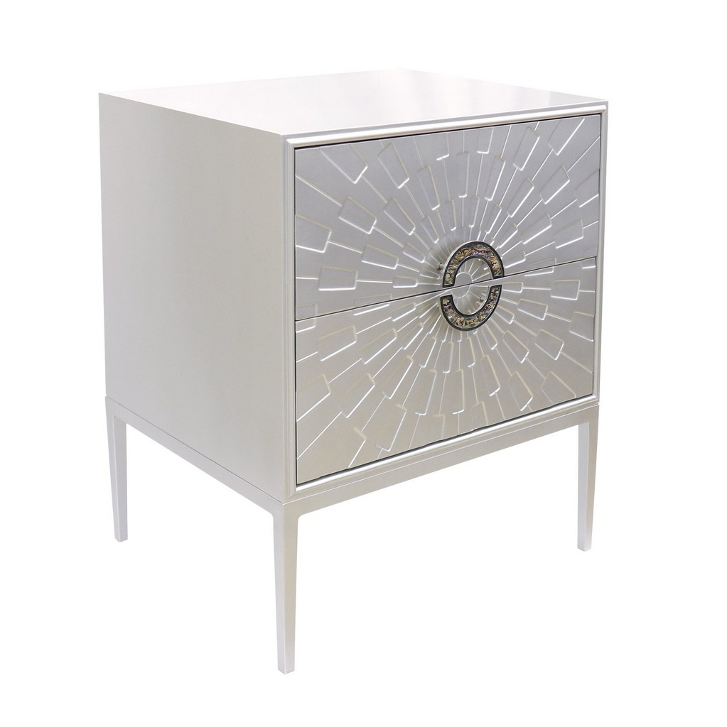 Picture of Luna Nightstand, 2 Drawers With Silver Metal Frame - Pasargad Home PPH-A2