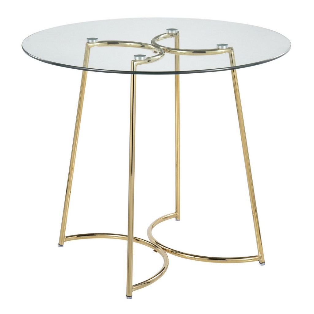 Cece Contemporary Dinette Table in Gold Steel with Clear Glass Top by LumiSource - Lumisource DT-CECE35 AUGL