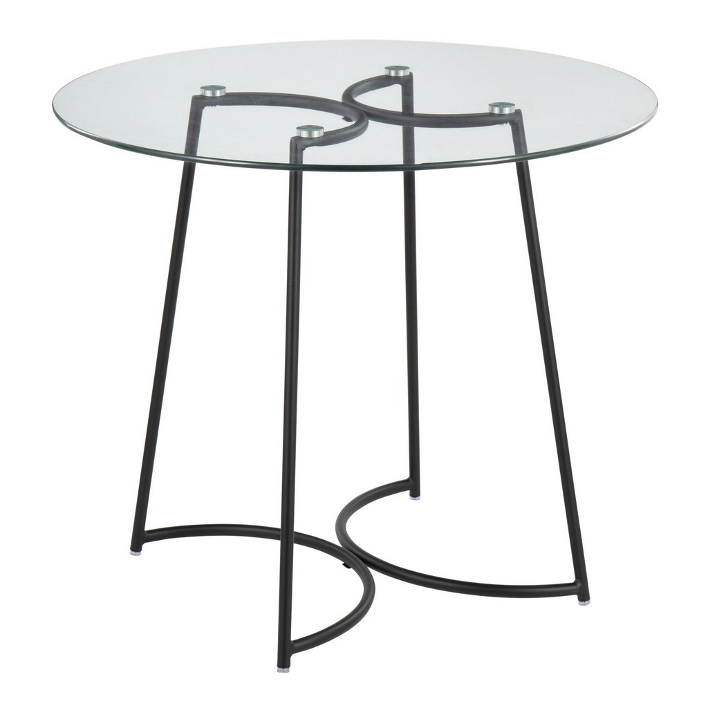 Cece Contemporary Dinette Table in Black Steel with Clear Glass Top by LumiSource - Lumisource DT-CECE35 BKGL