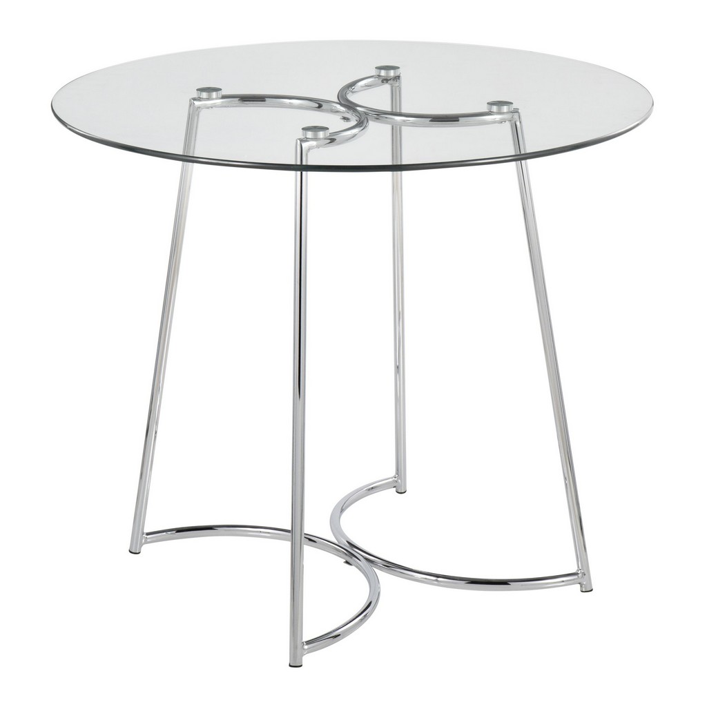 Cece Contemporary Dinette Table in Chrome with Clear Glass Top by LumiSource - Lumisource DT-CECE35 GL