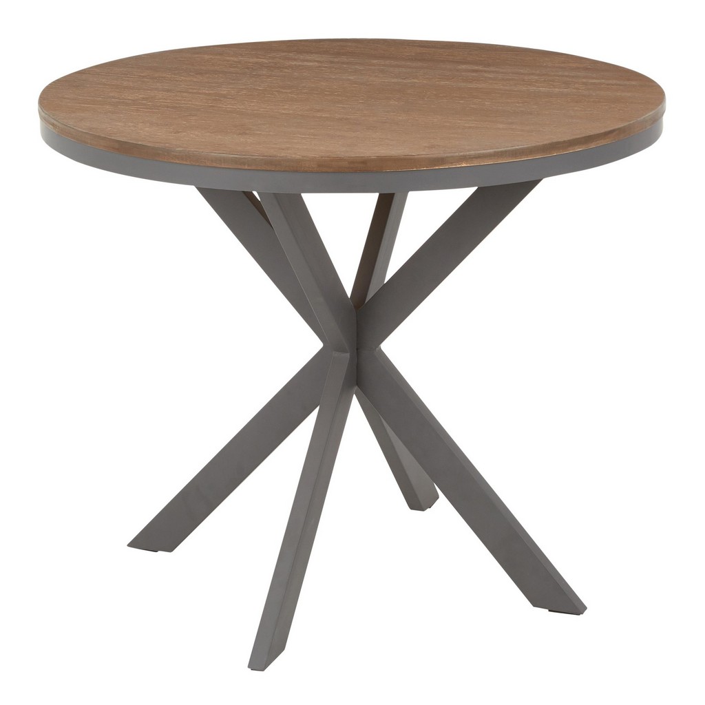 X Pedestal Dinette Table in Grey Metal, Medium Brown Bamboo - LumiSource DT-XPEDSTL GYBN