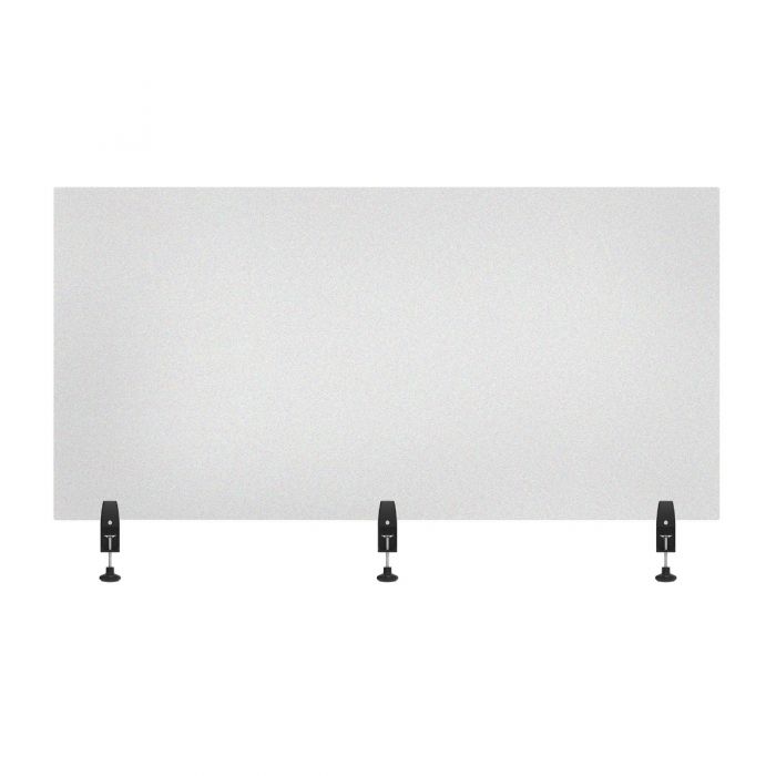 Reclaim Frosted Acrylic Sneeze Guard Desk Divider - 60" X 30" Clamp-on - Luxor Divcl-6030f