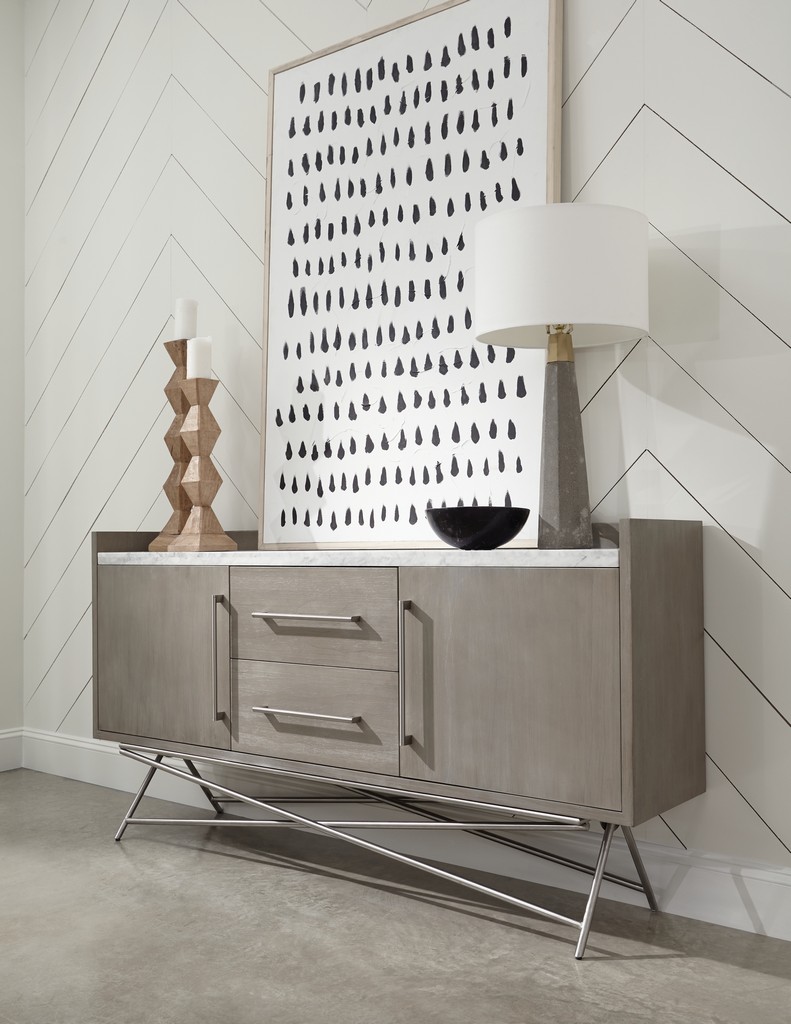 Modus Furniture Marble Top Rectangular Sideboard Grey