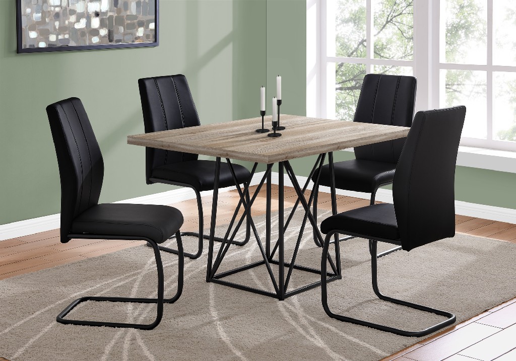 Dining Table - 36"X 48" in Taupe Reclaimed Wood-Look/Black - Monarch Specialties I-1109