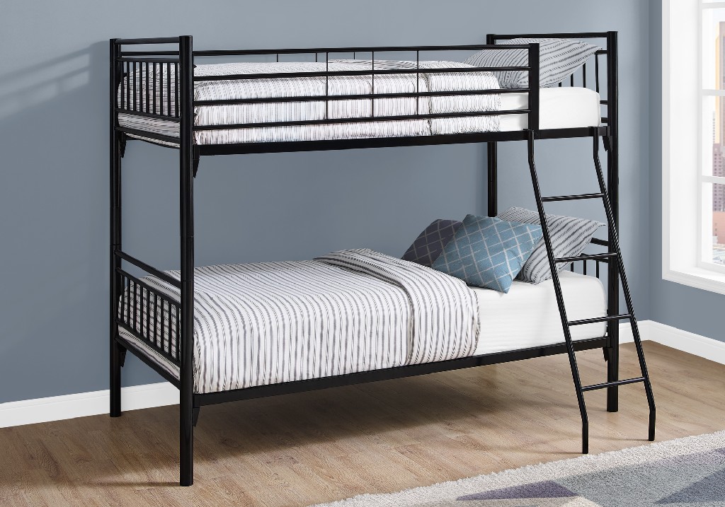 Bunk Bed - Twin / Twin Size / Detachable Black Metal - Monarch Specialties I-2234b