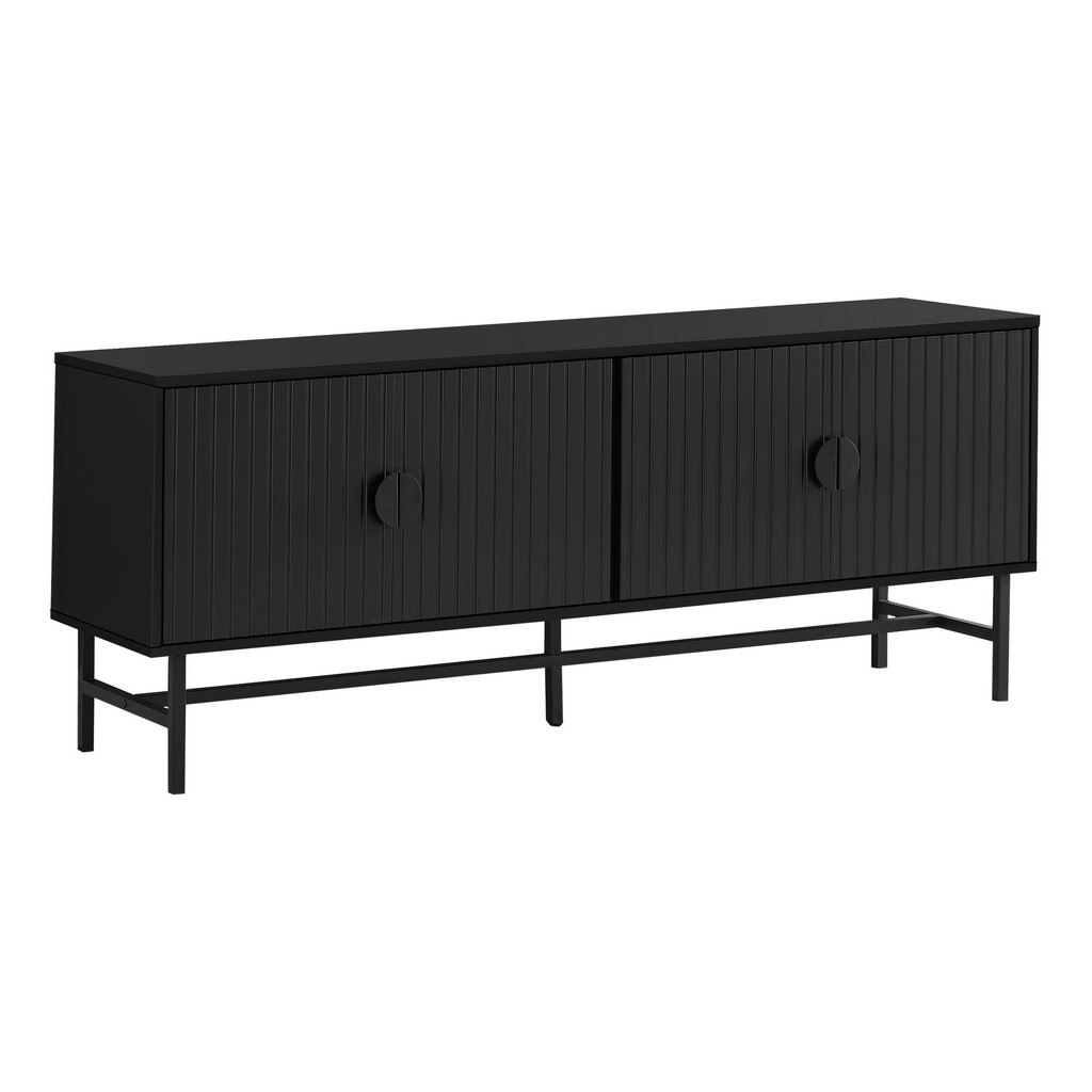 Tv Stand- 60 Inch- Console- Media Entertainment Center- Storage Cabinet- Living Room- Bedroom- Black Laminate- Black Metal- Contemporary- Modern-Monarch Specialties I 2733