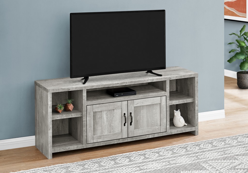 Tv Stand / 60 Inch / Console / Media Entertainment Center / Storage Cabinet / Living Room / Bedroom / Laminate / Grey / Transitional - Monarch Specialties I 2741