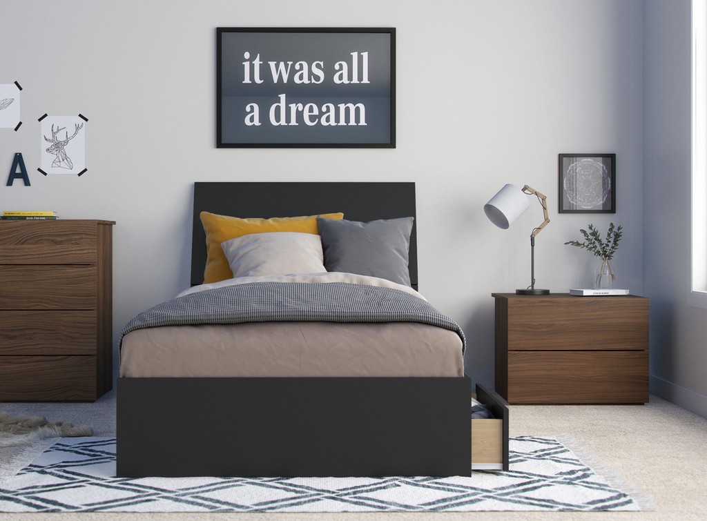 Nexera Furniture Twin Bedroom Set Walnut Black