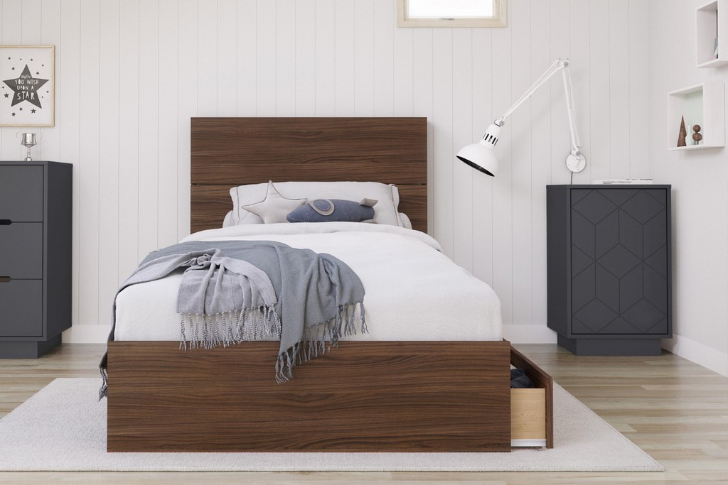 Nexera Twin Bedroom Set Walnut Grey