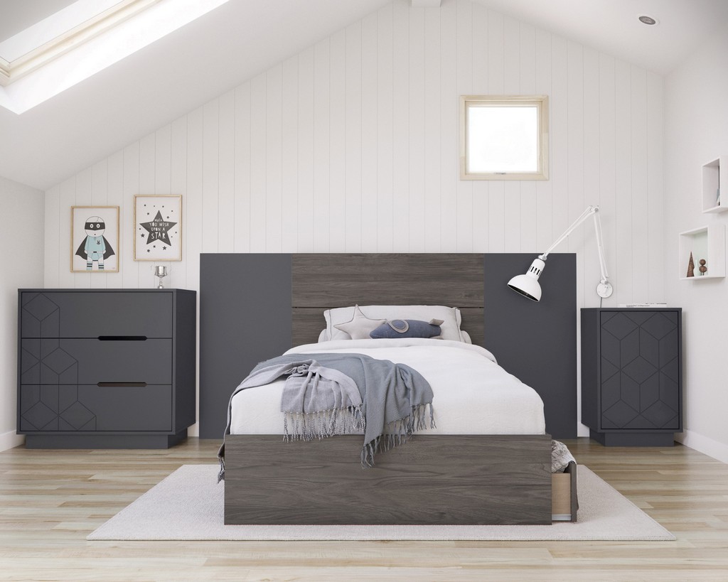 Twin Bedroom Set Grey Nexera