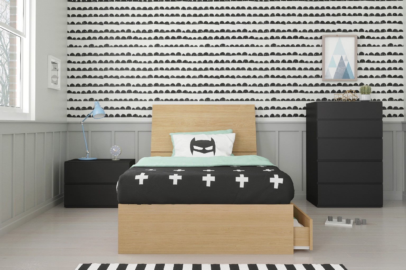 Twin Bedroom Set Maple Black