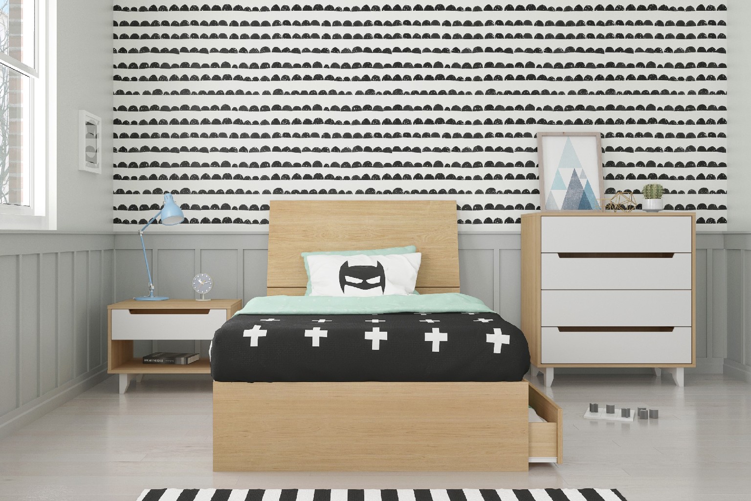 Twin Bedroom Set Maple White