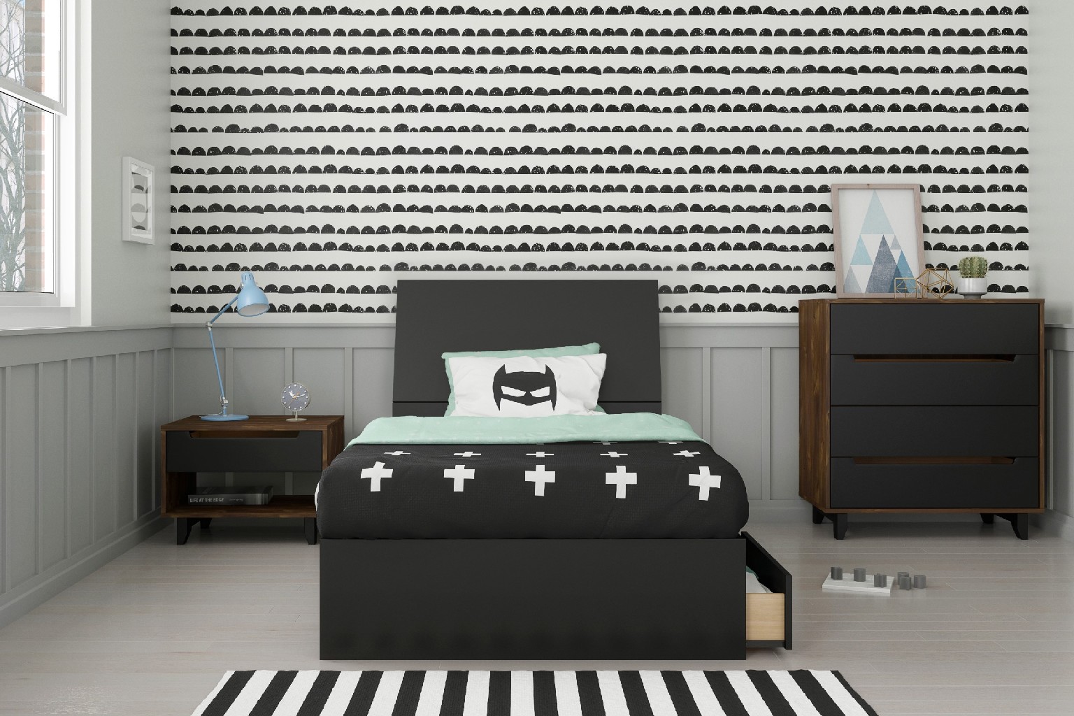 Nexera Aston Twin Bedroom Set Truffle Black
