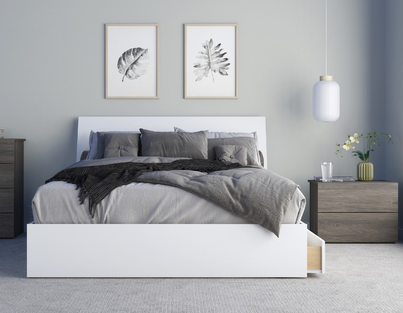Nexera Tandem Queen Bedroom Set Bark White Product Image