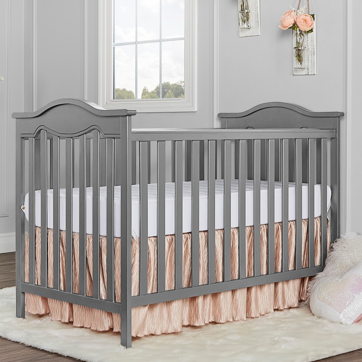 Bella Rose Classic Convertible Crib In Steel Grey - Dream On Me 734-sgy