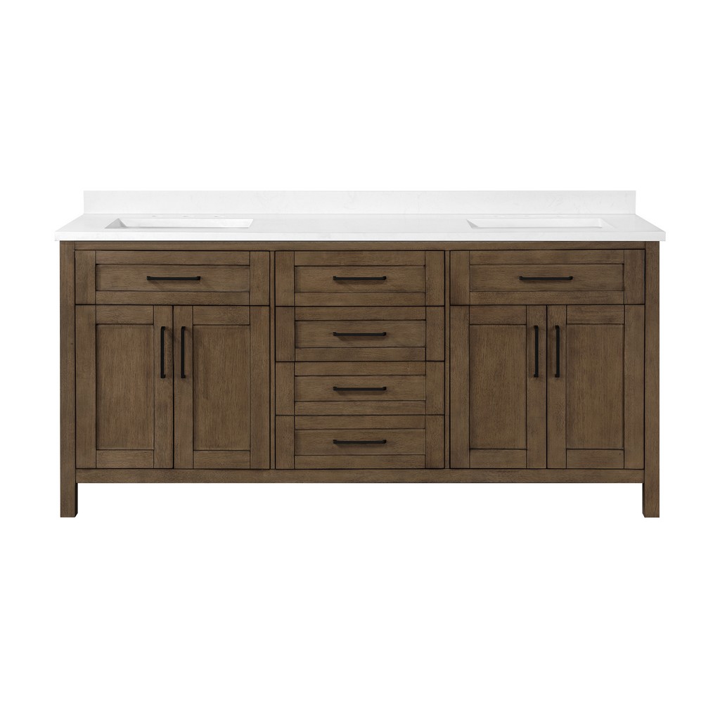 OVE Decors Tahoe 72 in. VII Double Sink Bathroom Vanity with Black Hardware and Almond Latte Finish - Ove Decors 15VVA-TAH772-059FY