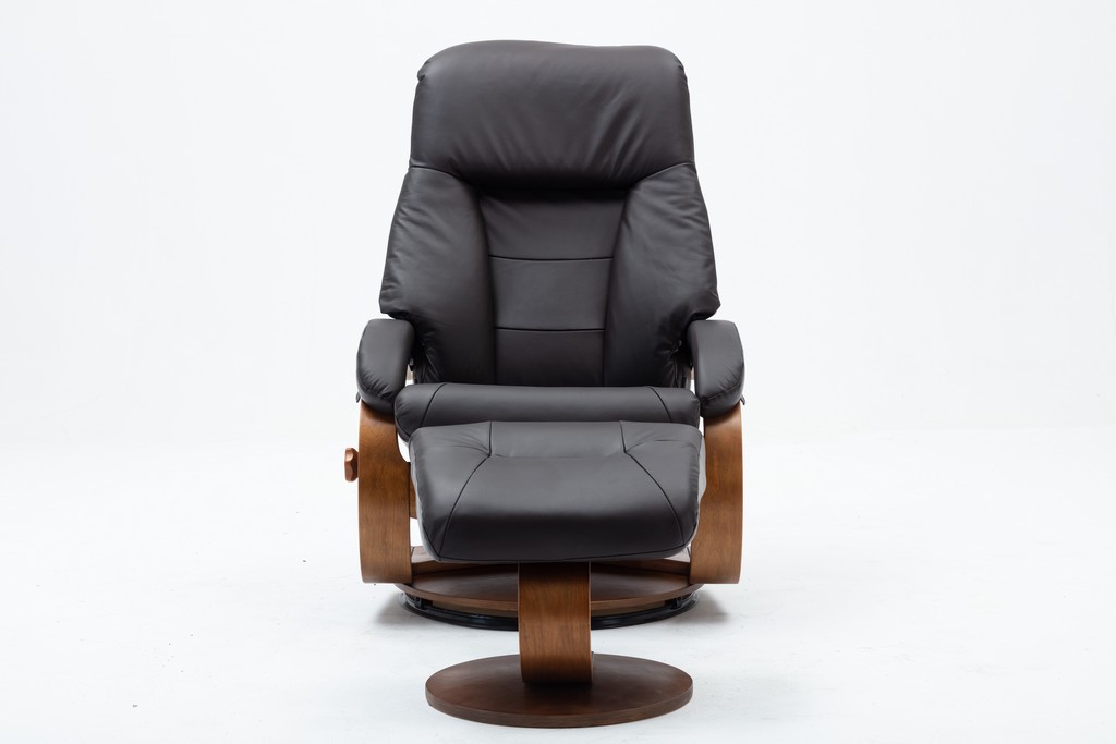 Relax-Râ„¢ Montreal Recliner and Ottoman in Espresso Top Grain Leather  - Progressive Furniture M058-040103
