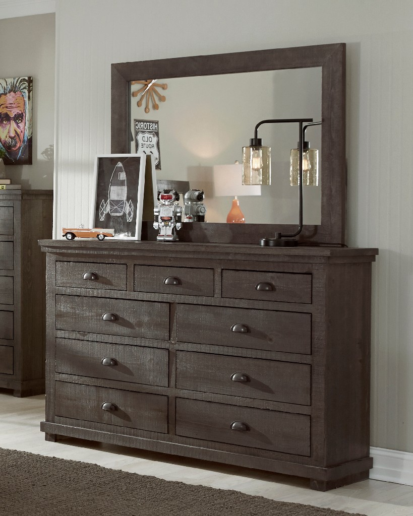 Progressive Furniture Drawer Dresser Mirror Gray